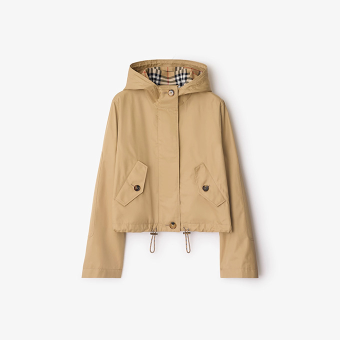 burberry short hooded gabardine parka